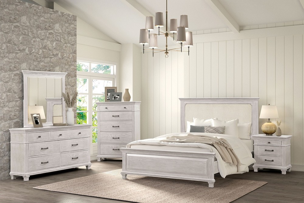 Eastern King Size 5pc Bed Set Transitional Weathered Gray Finish Bedroom