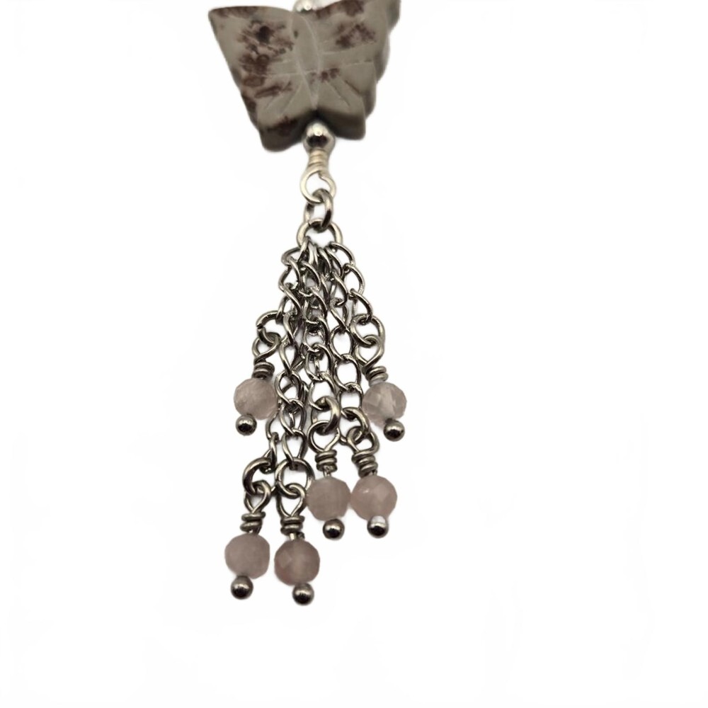 Handmade Gemstone Purse Charm Zipper Pull Butterfly