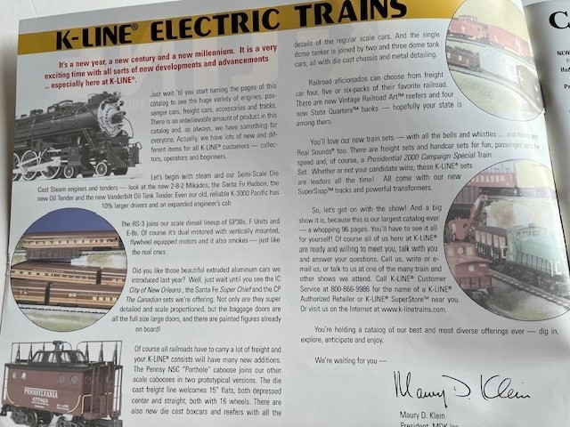 K-LINE MODEL TRAIN Catalogs - 2000 First Edition & 2004 Second Ed - 2 Catalogs!