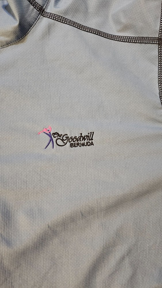 The Goodwill Bermuda Golf FootJoy 1/4 Zip Pullover Wind Jacket Mens L Blue