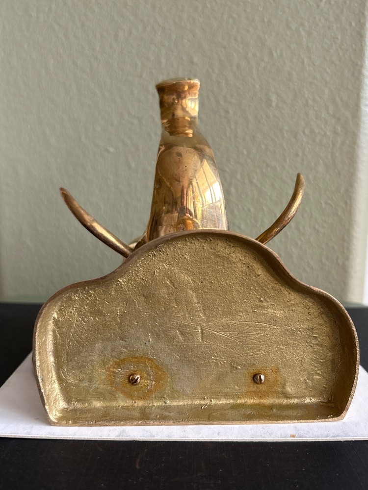 Bookends Vintage Solid Brass Elephant Trunks Up "Good Luck" MCM pair *