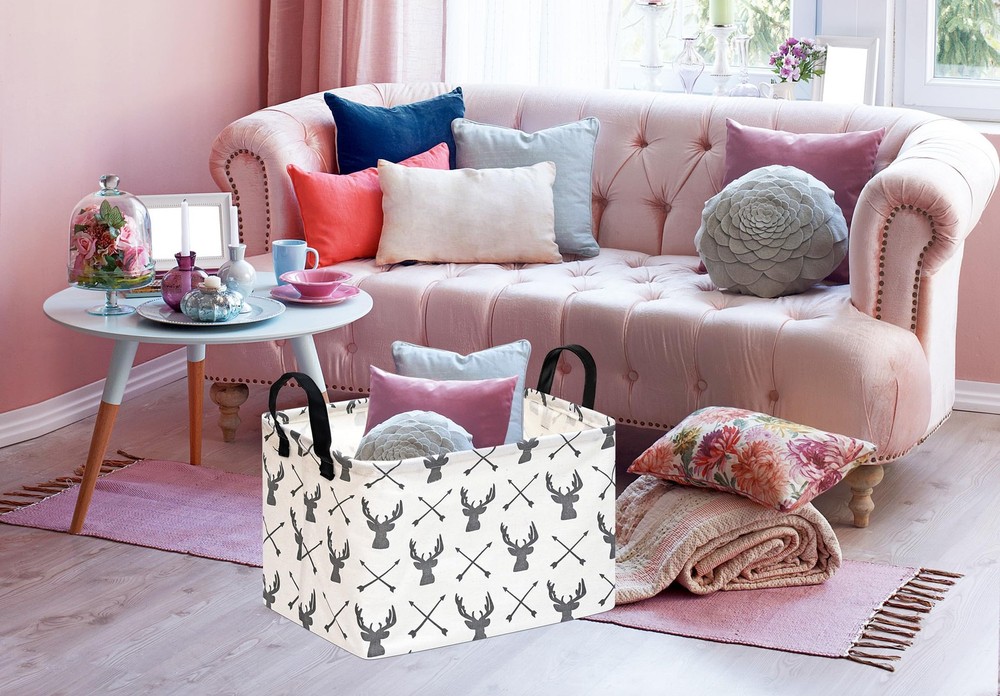 HUAYEE Rectangle Deer Pattern Gift Basket Storage Bin Laundry Hamper Storage ...