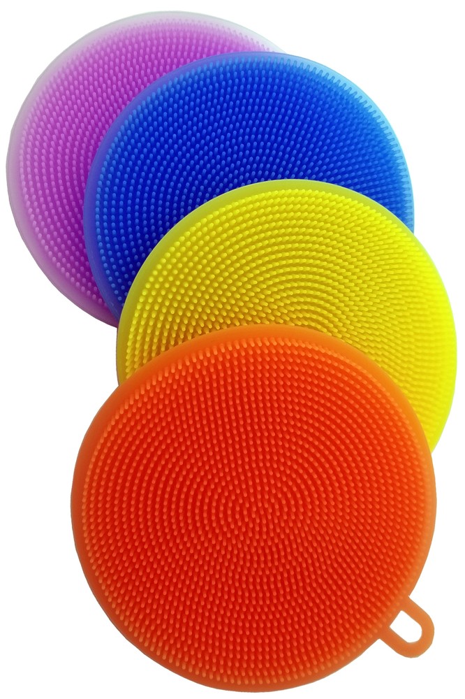 2-PACK - Safe Silicone Scrub Sponge and Scouring Pad - Random Color