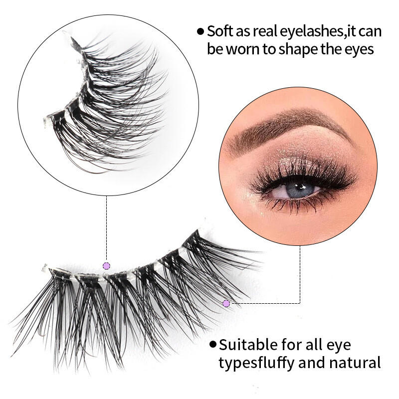 Eyelash Extension Reusable Half Eyelashes Segmented False Eyelashes 10Pairs✔
