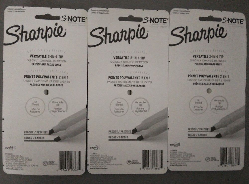 3 Packs Sharpie S•note 6 Ct Creative Marker Precise & Broad Chisel Tip