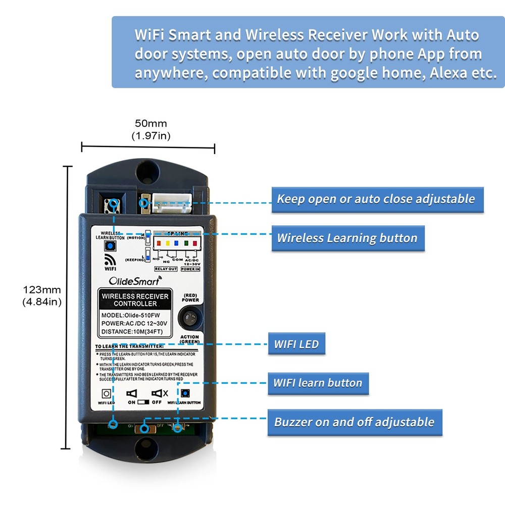 WiFi Smart&Wireless Push Buttons for Entry System, Automatic Doors Sensor Switch