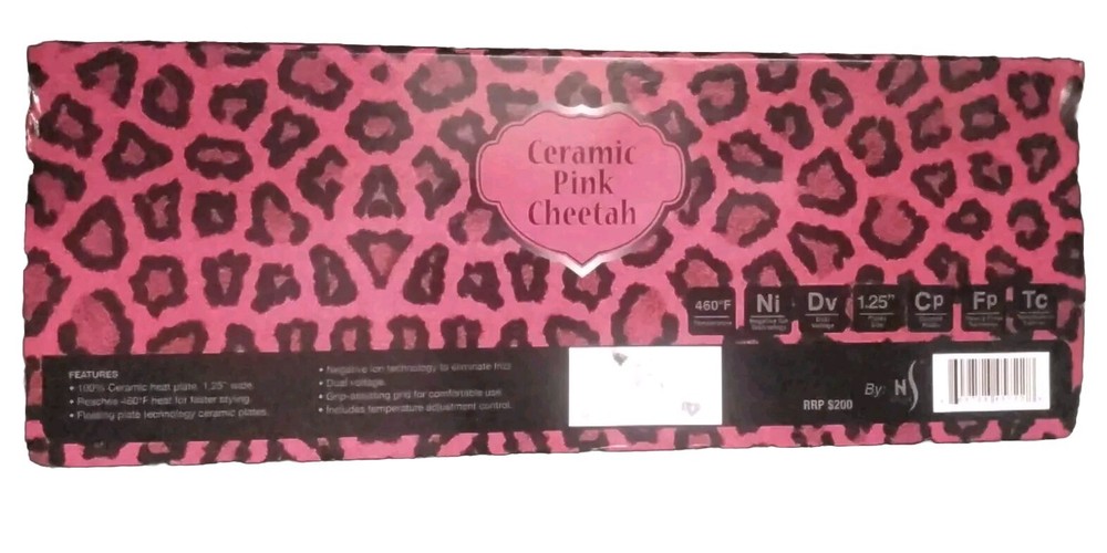 Classic Ceramic Cheetah Pink Flat Iron NIB HTF