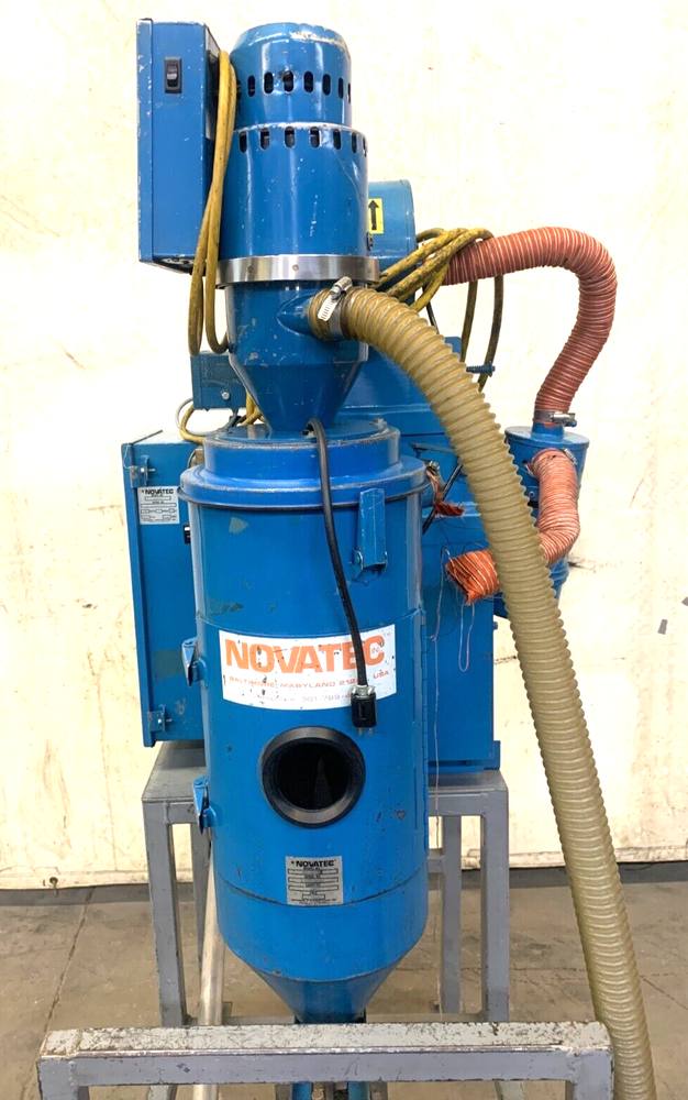 NOVATEC HOPPER W/ ROLLING STAND & DESICCANT DRYER W/ DISPLAY CONTROL PANEL