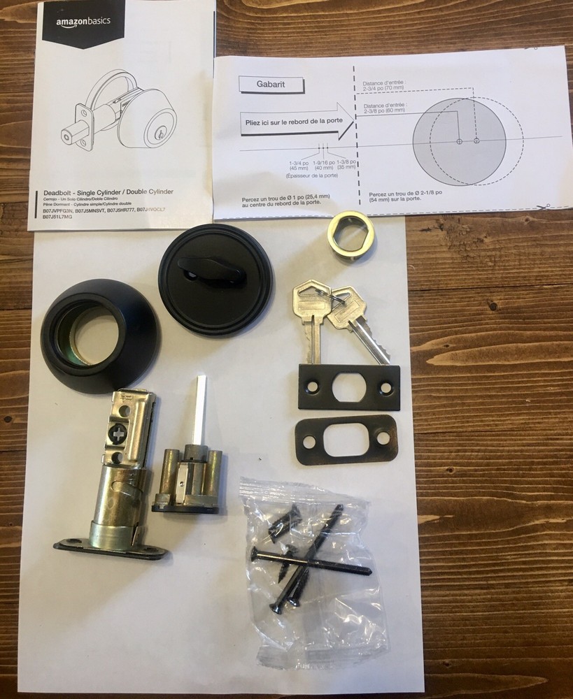 Amazon Basics Deadbolt - Single Cylinder Black  Standard