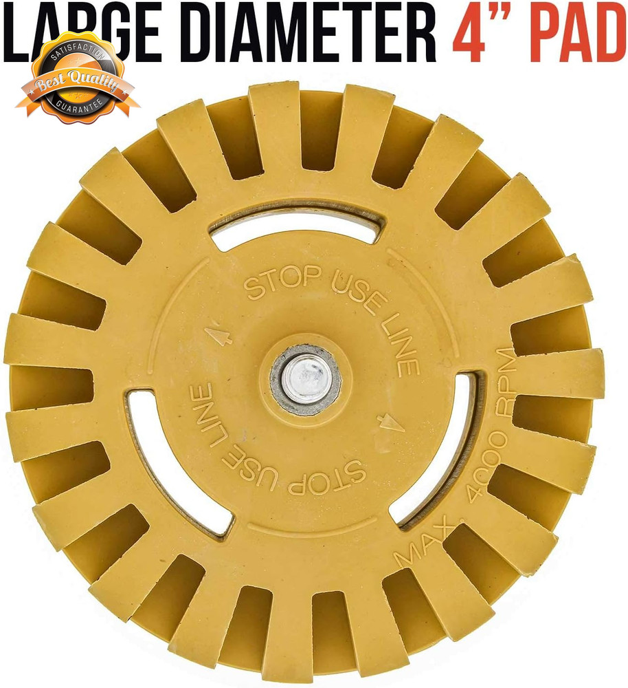 4” Rubber Eraser Wheel Drill Adapter Sticker Adhesive Remover Tool
