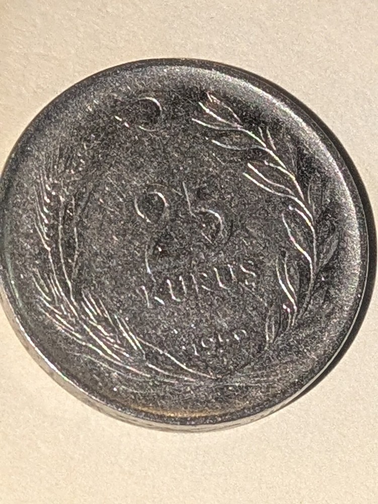 1959 Turkey 25 Kurus Circulated "Ground Broken "