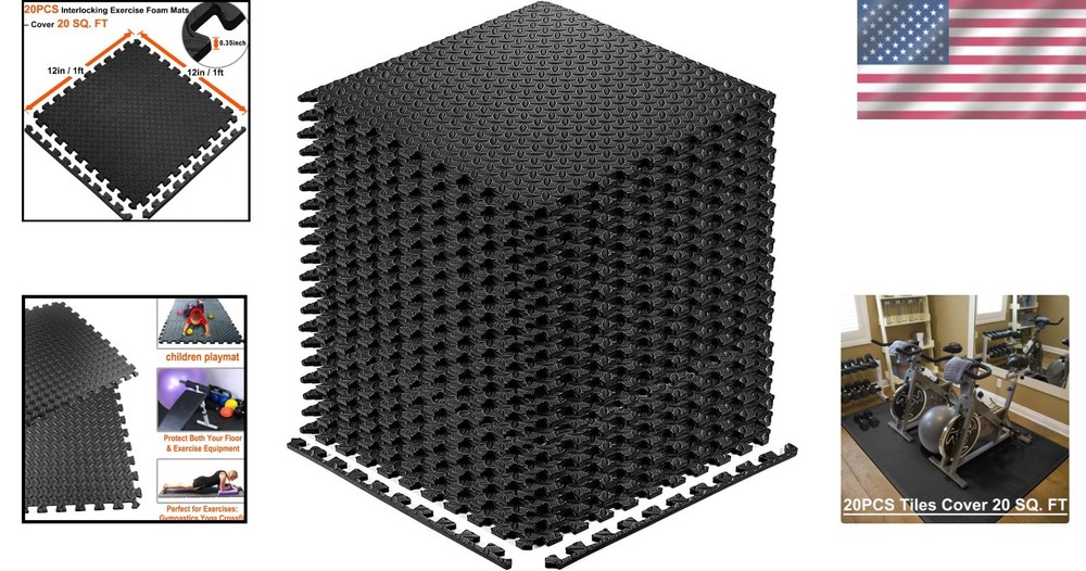 Versatile 20 SQ.FT EVA Foam Interlocking Exercise Mats - Easy Clean & Durable