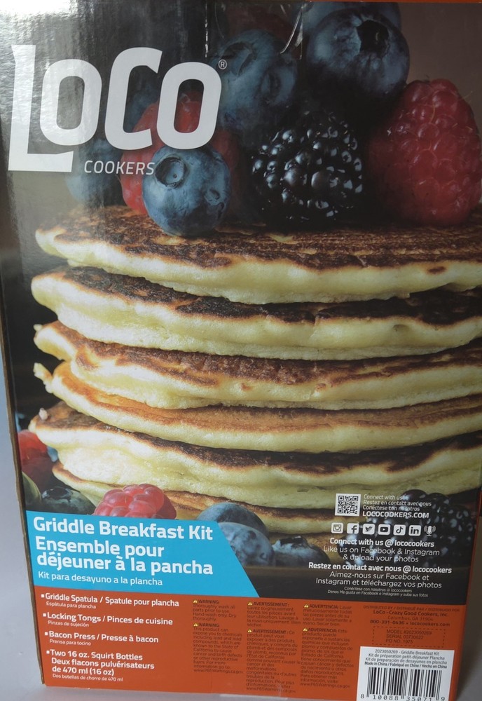 Loco Griddle Breakfast Cooking Accessory Kit (5-Pcs) Multi-Colored -NEW