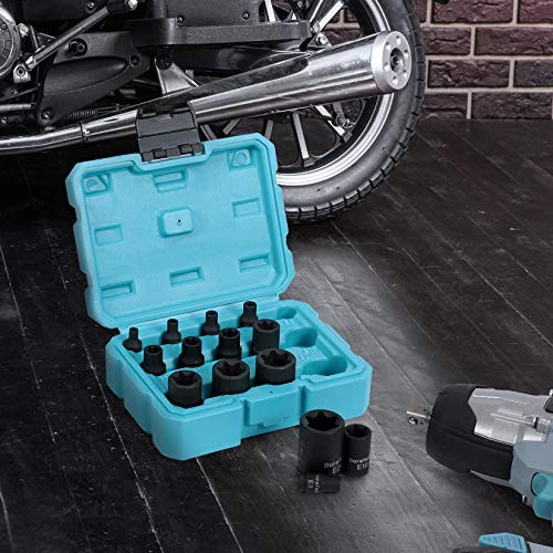 14-Piece External Star Impact Socket Set with Storage Case, E4 to E24, 1/4”,