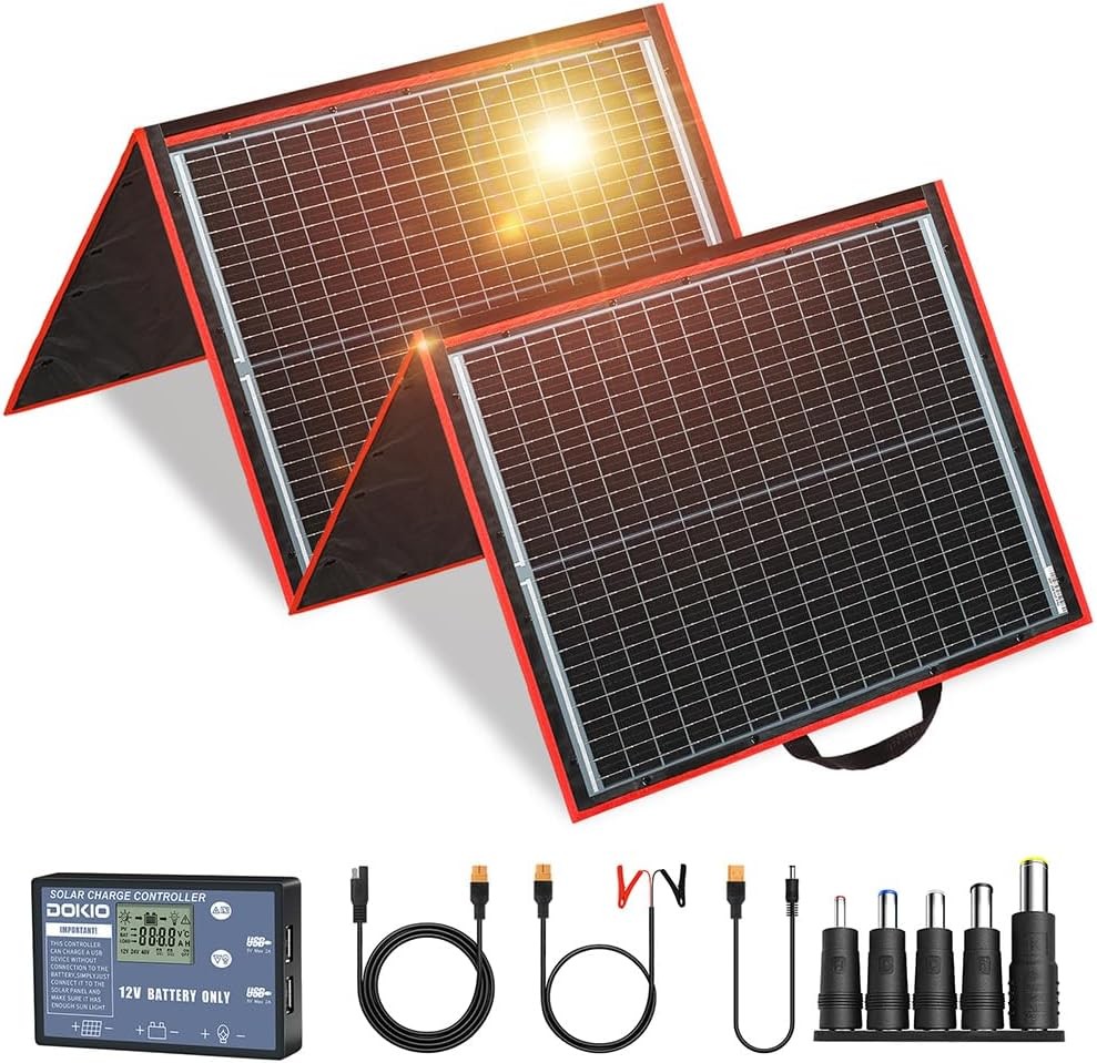 150W Portable Foldable Solar Panel Kit Compact 21x20in Design 7.3lb Camping