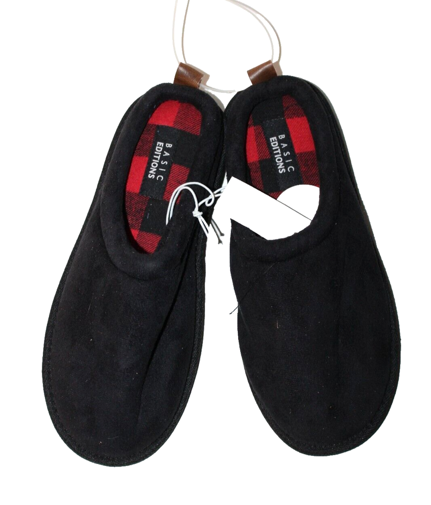 Basic Editions Men's Moe Black Slip-On Slippers S (7/8) Medium Width