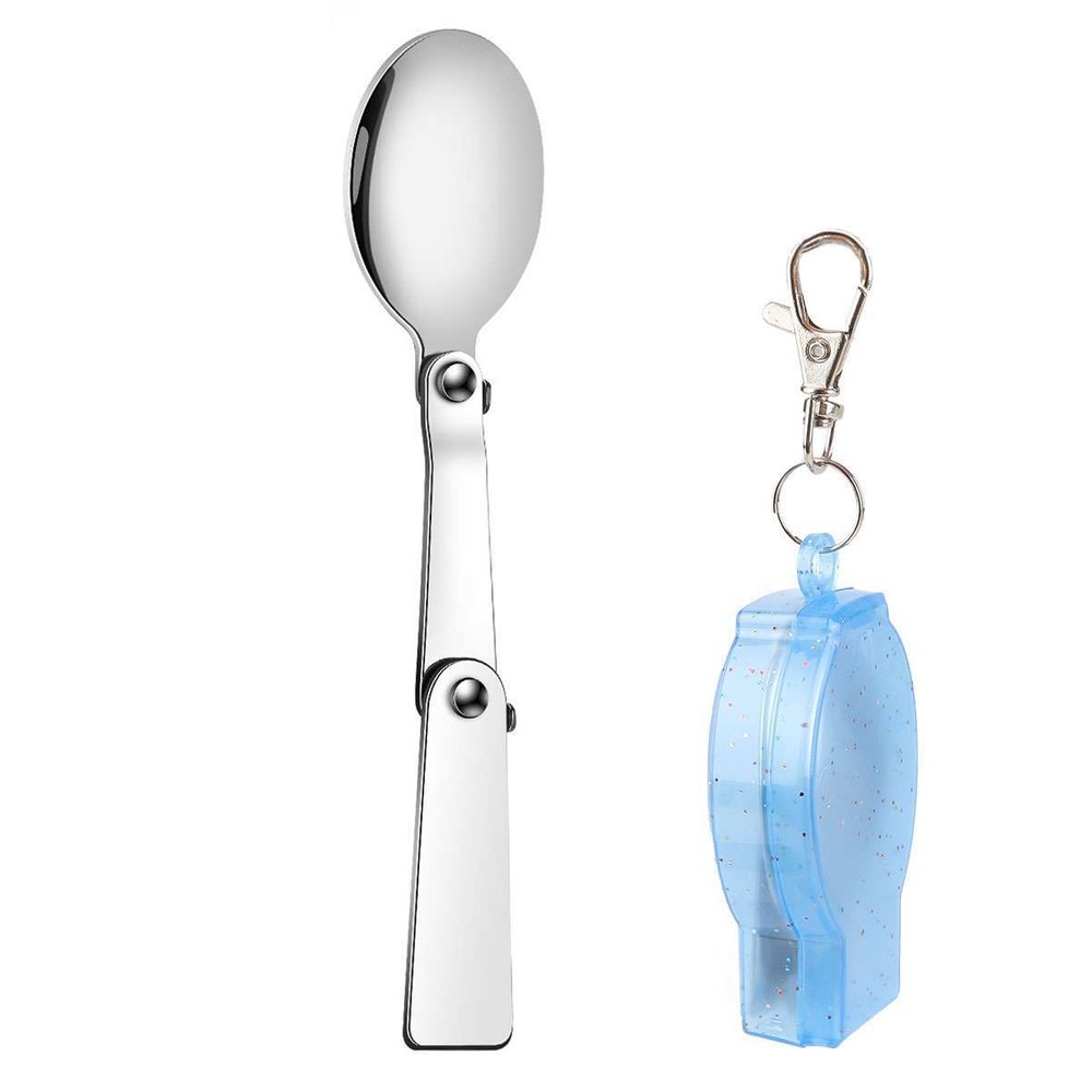 Folding Spoon Stainless Steel Knife Fork Portable Camping Tableware Storage Box