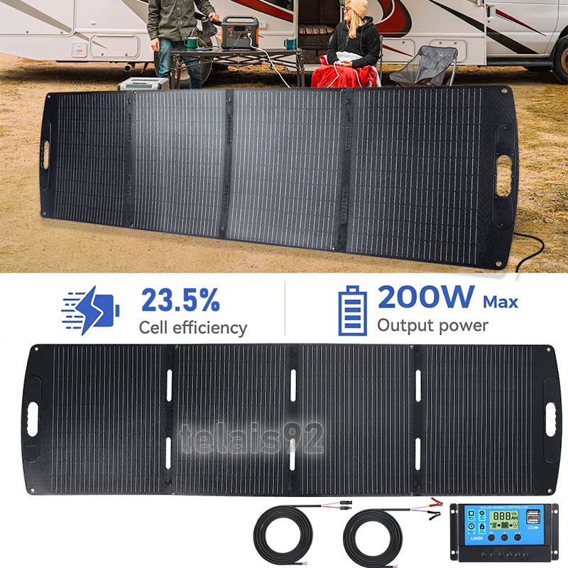 200W Solar Panel Kit Controller 12V Battery Charger DC/Type-C/USB Caravan Boat