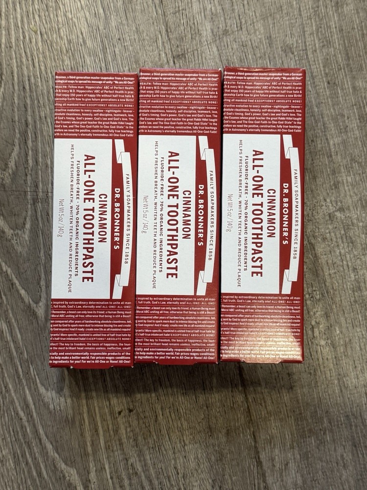 3 Pack! Dr Bronner's Cinnamon Organic All-One Toothpaste 5 Oz. Each.