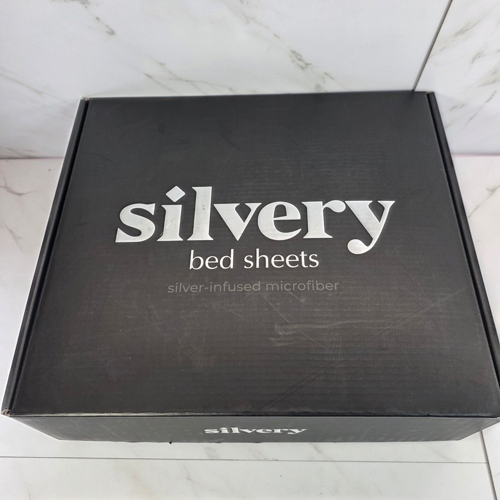 Silvery Bed Sheets Queen Size Silver Infused Microfiber Soft Hypoallergenic