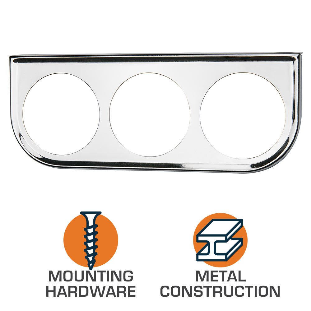 GlowShift Universal Chrome Triple Gauge Under Dash Mounting Bracket Pod 52mm