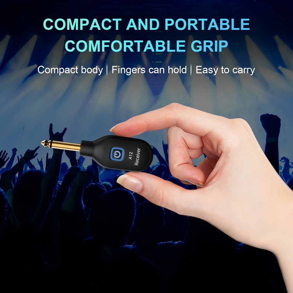 Wireless Guitar System Dual Transmitter & Receiver Built In Rechargeable Battery