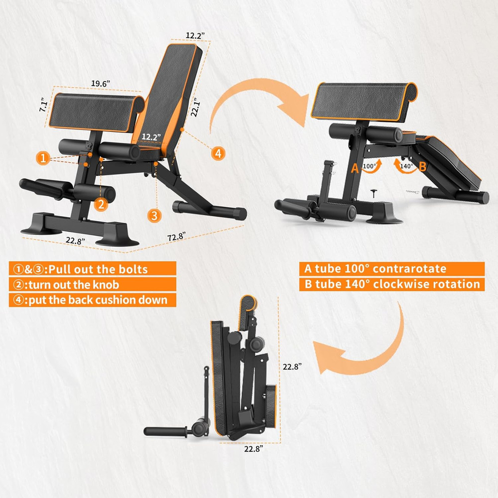 Z ZHICHI Adjustable Weight Bench Multi-Function Workout Bench for Home Gym,Folda