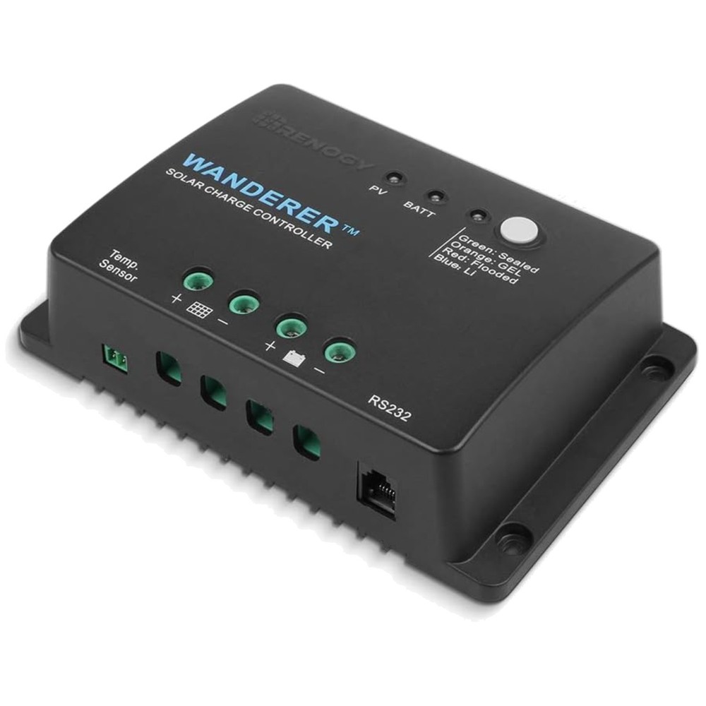 Wanderer Li 30A Negative Ground Solar Controller with Real-Time Bluetooth Alerts