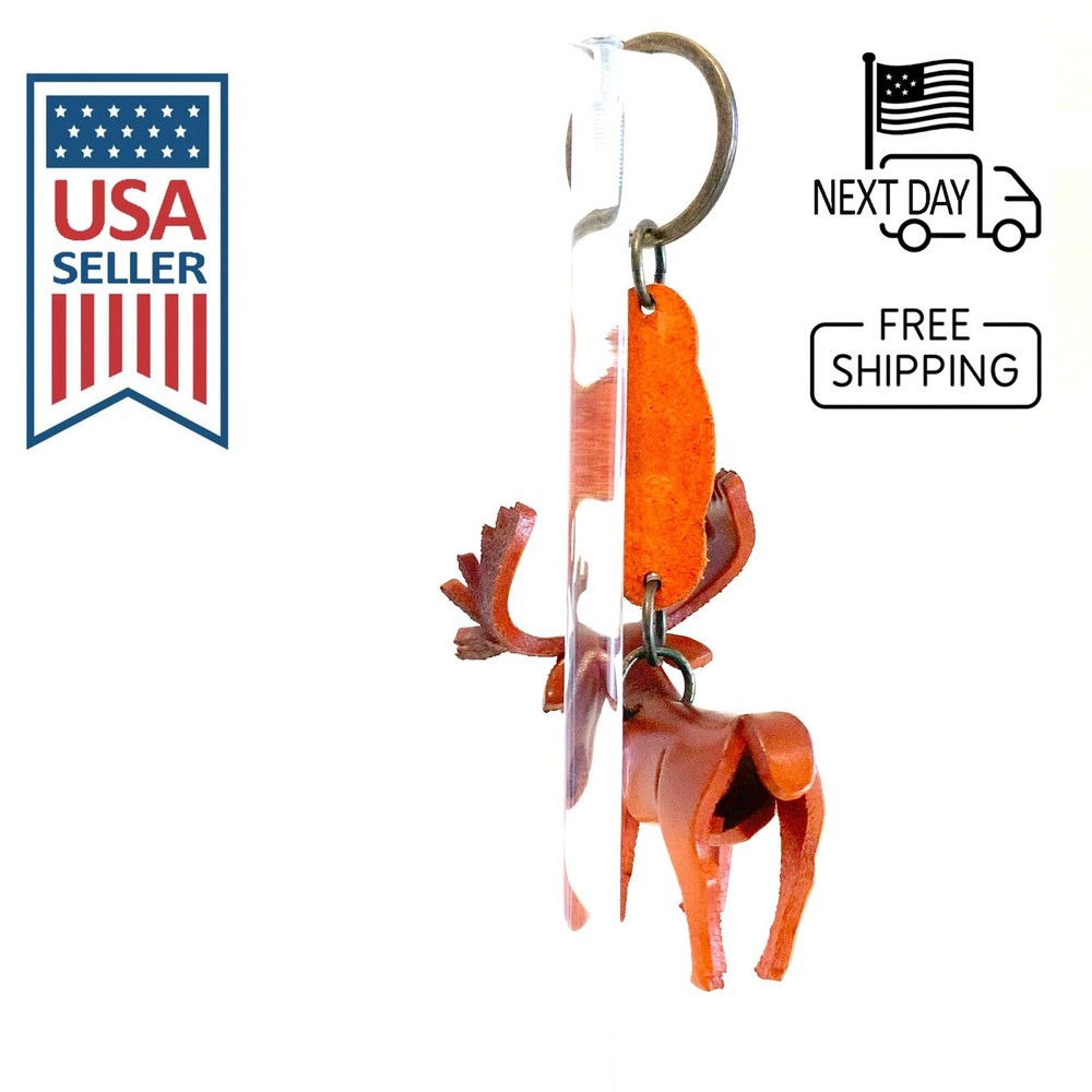 Moose Handmade Leather Keyring