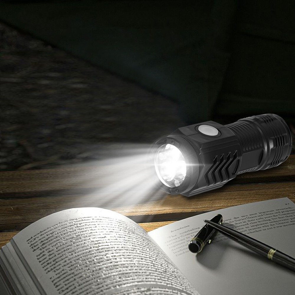 3X Super Bright LED Mini Tactical Flashlight USB Rechargeable Lamp 5 Modes Light