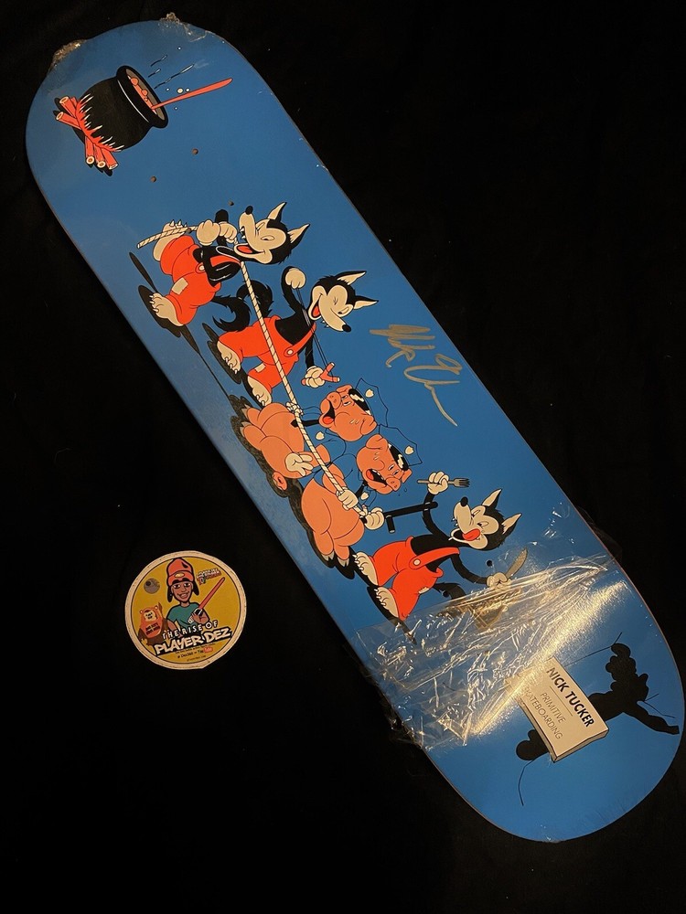 RARE SIGNED Primitive Nick Tucker Skateboard Deck Pro Model Wolf Pigs Cops AUTO