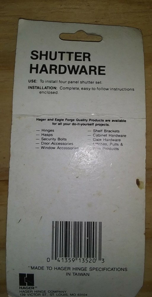Hager Shutter Hinges