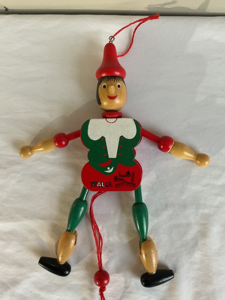 Italian Wood Pinocchio Jumping Jack Pull String & Nutcracker pull string toy