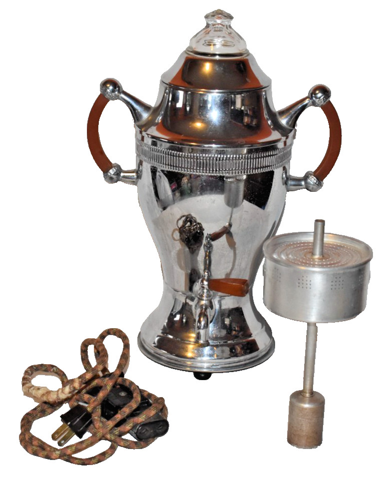 Continental Silver Co Electric Coffee Percolator Chrome Complete Original