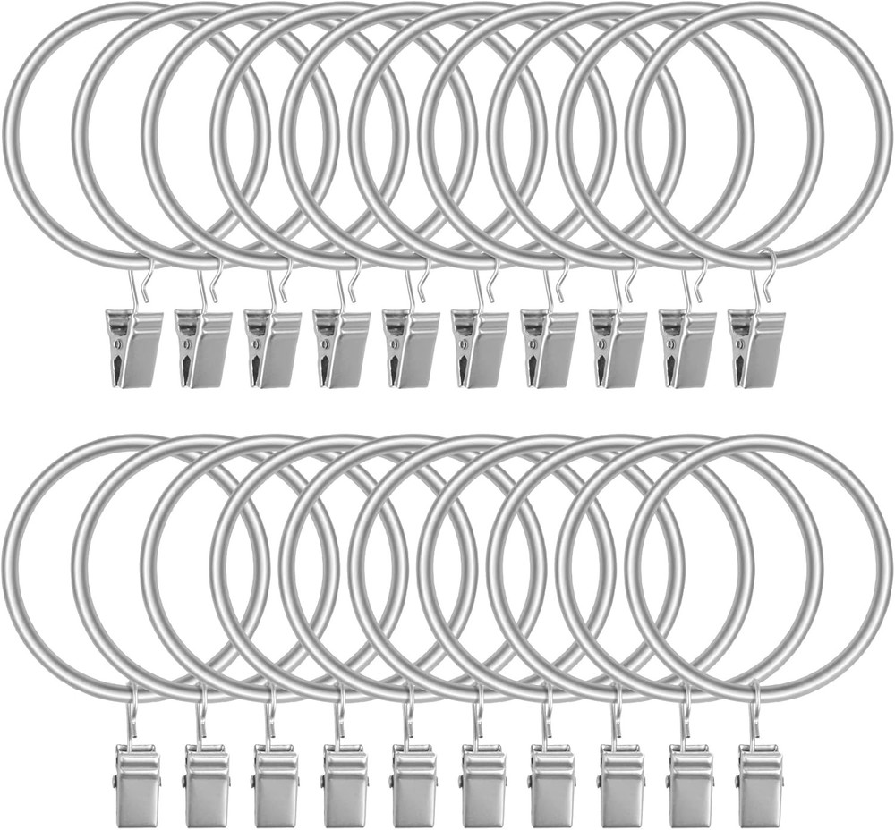 Lansian 20pcs Rustproof Drapery 1.5'' I D - 20Pack, Matte Silver