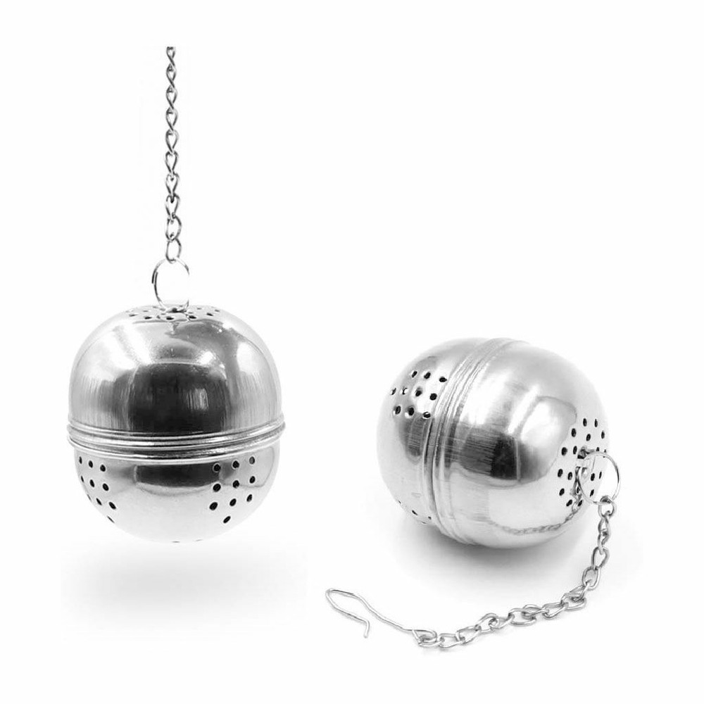 2pcs Stainless Steel Loose Mesh Ball Tea Leaf Strainer Infuser Herb Spice Filter