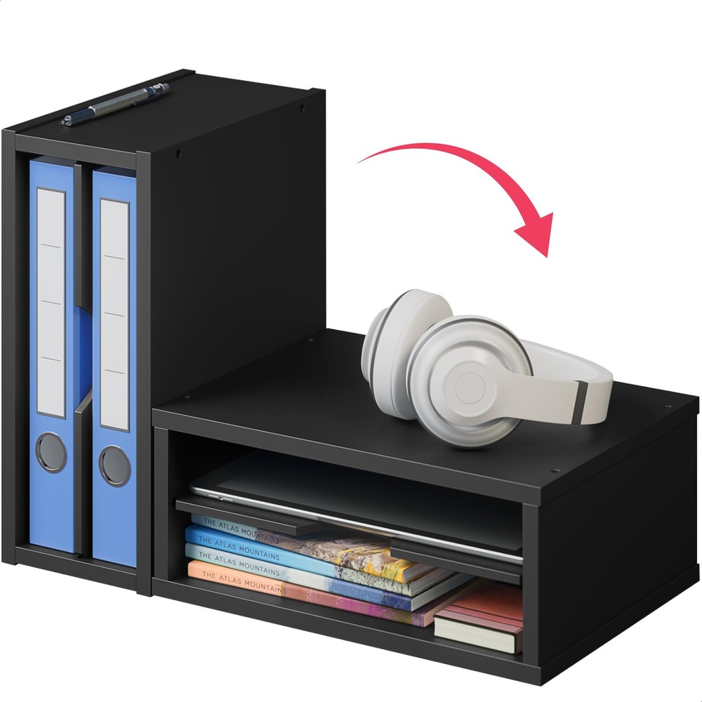 File Organizer, 2-Tier Document Sorter, Stackable Wood Desk Organizer Holder,...