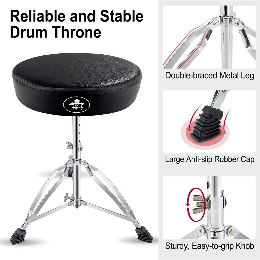 Saddle Drum Throne – Adjustable Height Drum Stool for Adults & Beginner Drummers