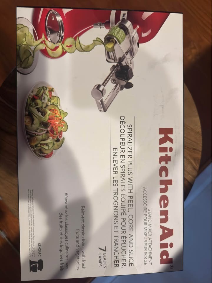 KitchenAid Spiralizer Plus Attachment Peel Core Slice 7 Blades