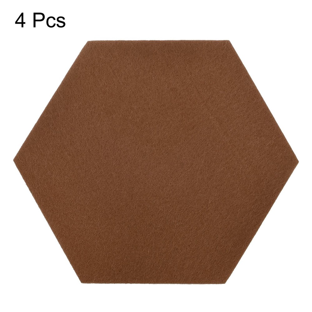 Felt Coasters 4pcs Hexagonal Brown Tampons