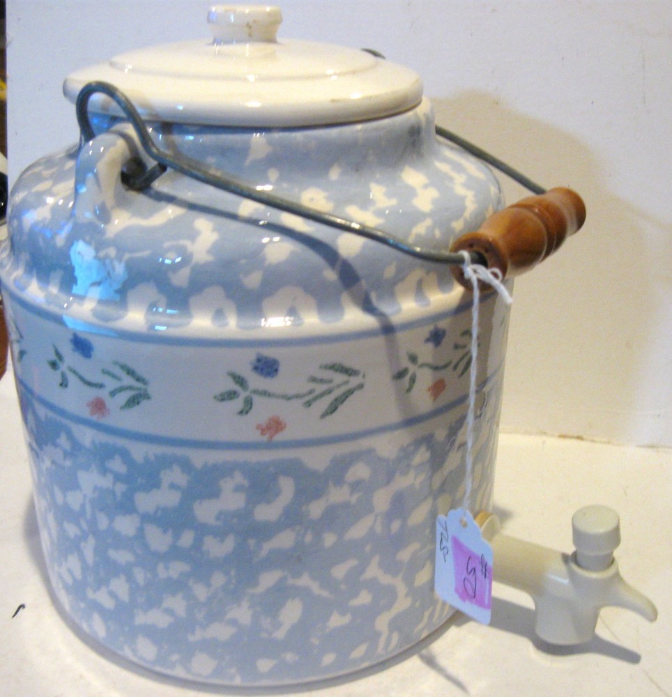 Unknown Maker  Ceramic Blue spongeware like  Drink Dispencer