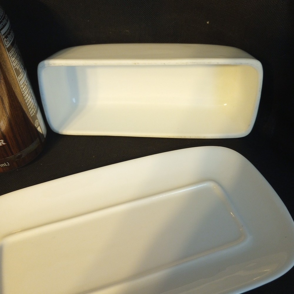 HB White Porcelain Covered Butter Dish Keeper EUC