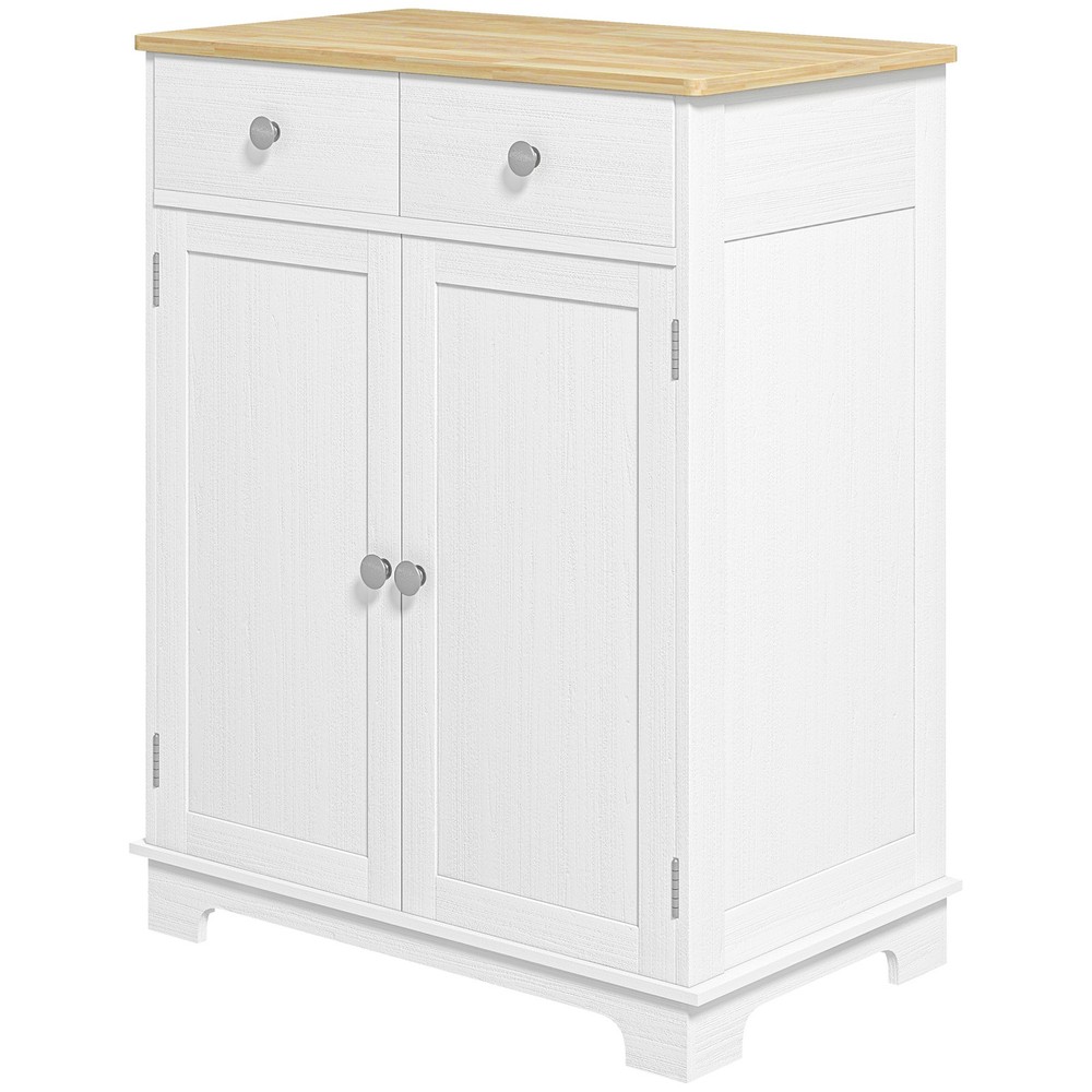 HOMCOM Sideboard with Solid Wood Countertop, Modern Kitchen Storage Cabinet, C