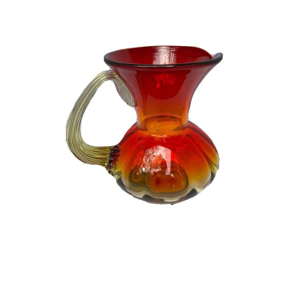 MCM Amberina Hand Blown Glass Pitcher