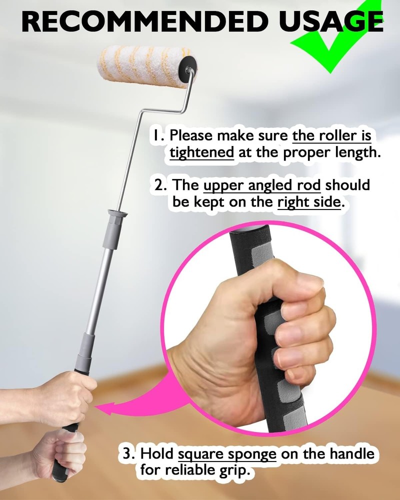 6pcs House Paint Roller Kit, 9 inch Extendable Roller Frame with 5 Microfiber Ro