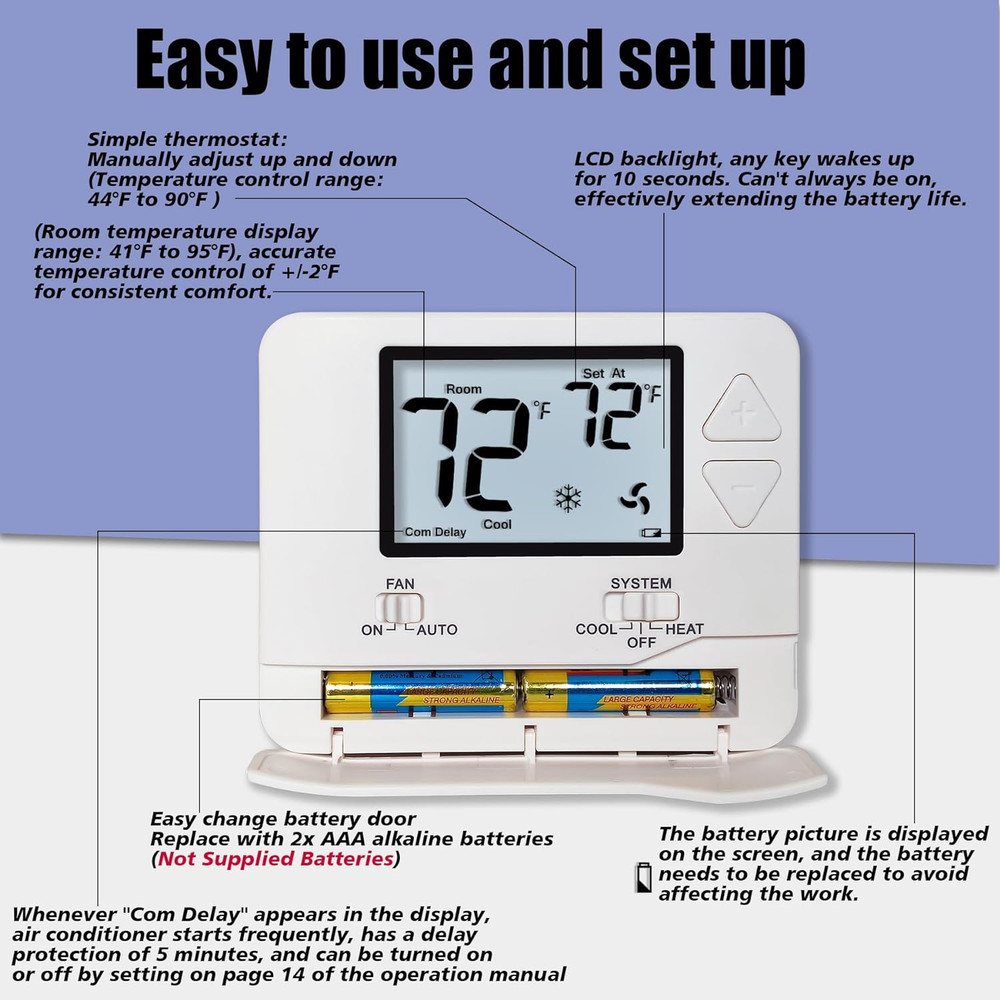 Non-Programmable Thermostats for Home Conventional Single-Stage Systems, up to 1
