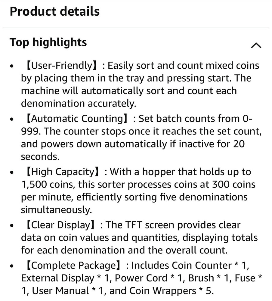 Aneken Coin Counter and Sorter with TFT Display - Accurate Sorting Machine