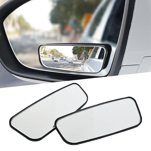 Pack-2 HD Convex Wide Angle Looking Glass, 3.74" x 1.41" Rectangular Curved