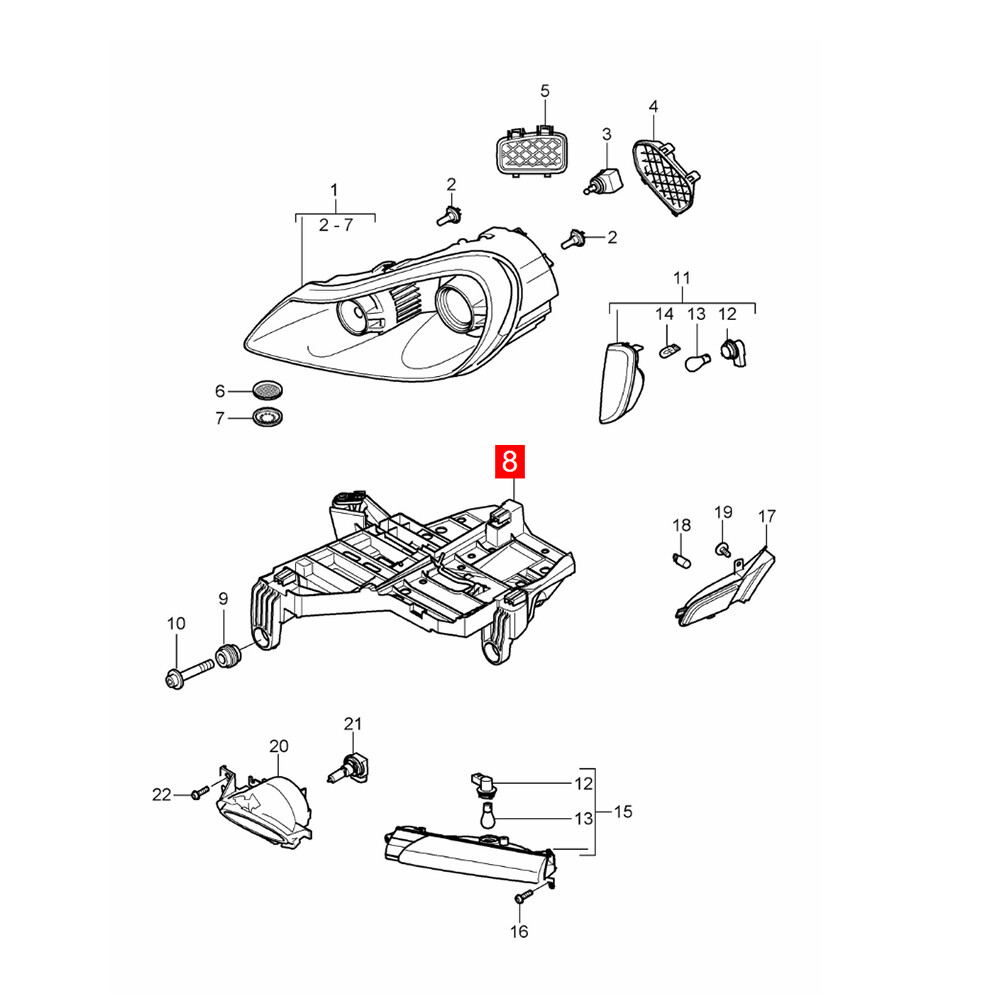Right Headlight Mounting Plate Bracket Main Beam for Porsche 2008-2010 Cayenne