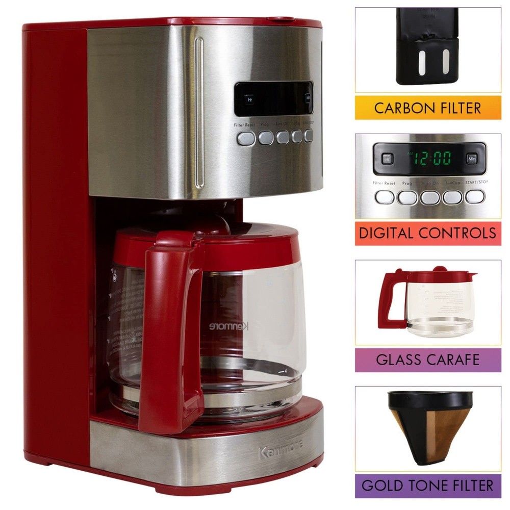 Kenmore 40707 12 Cup Programmable Coffee Maker in Red
